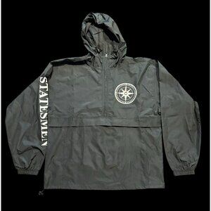 New Champion Men’s Stadium Jacket Black Windbreaker Medium Compass Logo